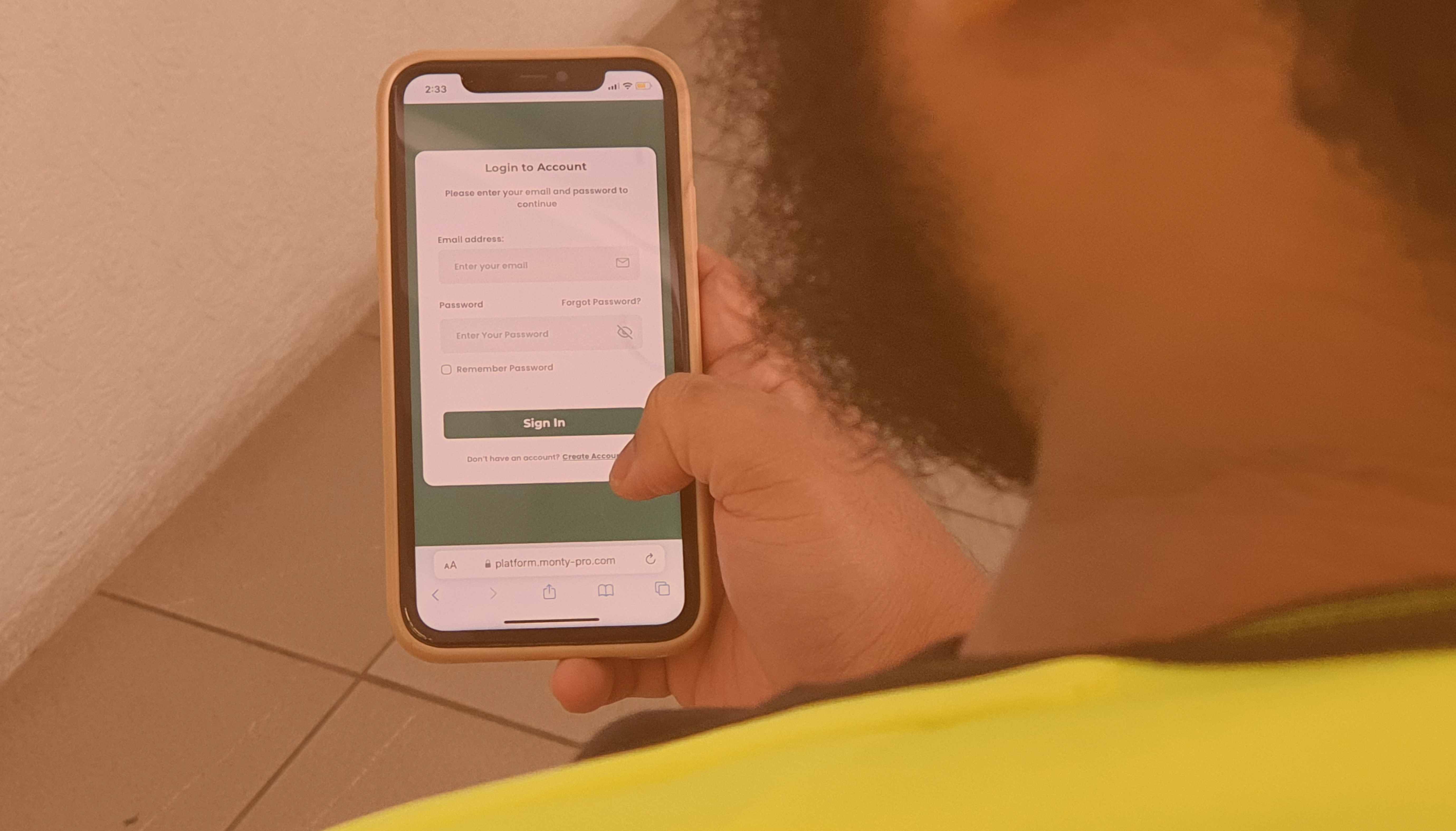 Monty Pro mobile platform interface