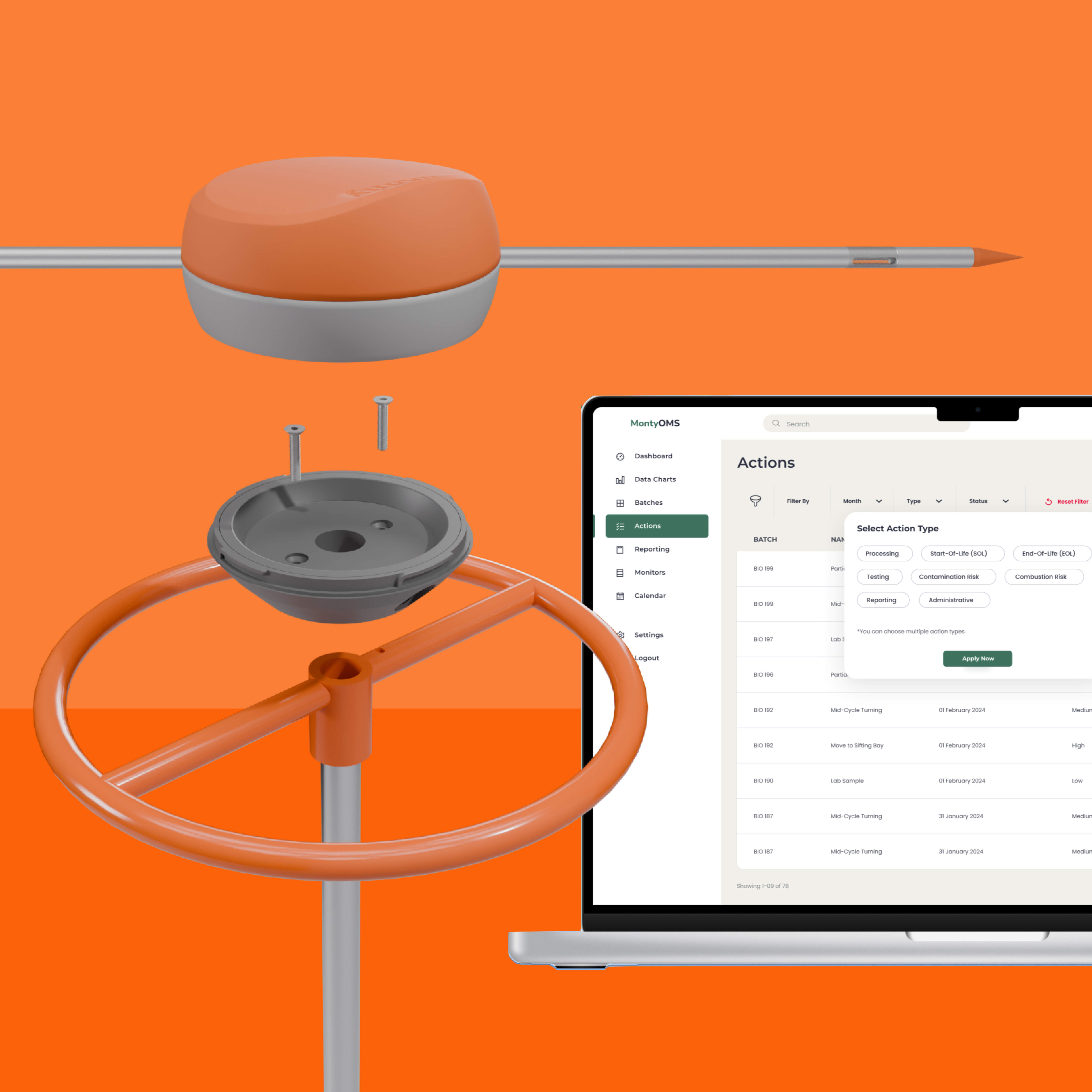 Monty Pro system showing temperature probe and software interface